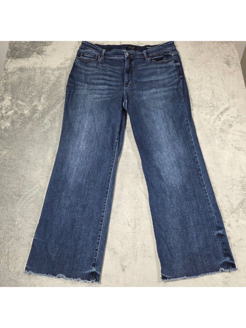 Judy Blue Jeans 22W Blue Wide Leg Stretch Raw Hem Denim Preppy Boho